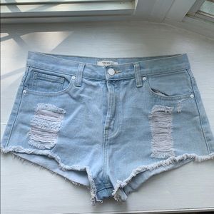 Light wash jean shorts